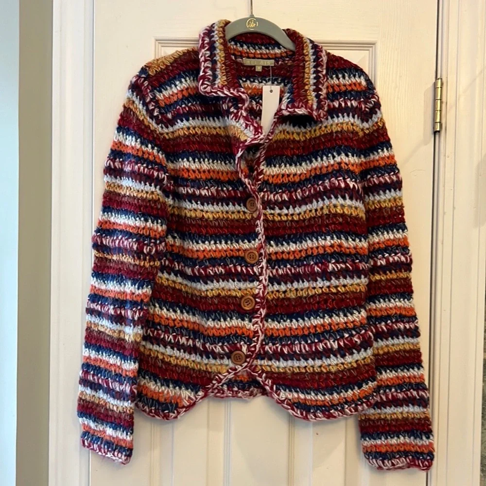Multi color button down sweater - Picture 1 of 8